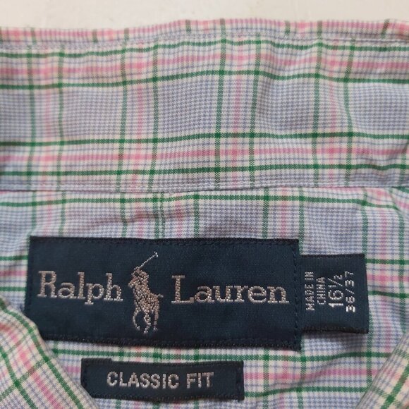Ralph Lauren Plaid Classic Fit Shirt 100% Cotton Long Sleeve Men’s Size 36/37 - Picture 8 of 9